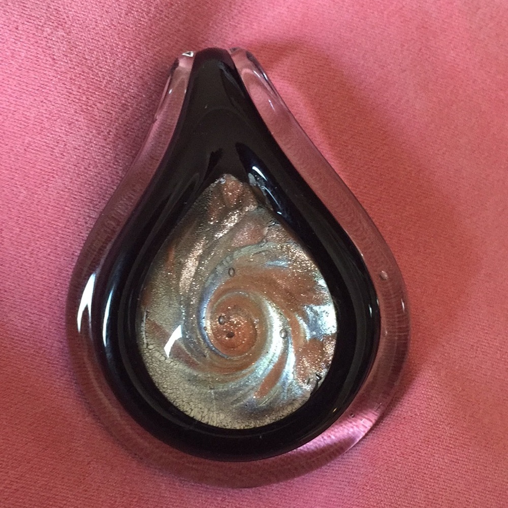 Golden Bronze Tear Shape Glass Pendant